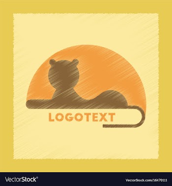 Flat shading style icon lion logo vector image