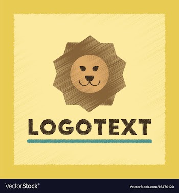 Flat shading style icon lion logo vector image