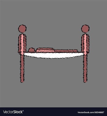 Flat shading style icon man on a stretcher vector image