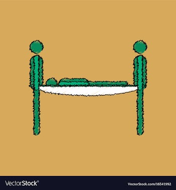 Flat shading style icon man on a stretcher vector image
