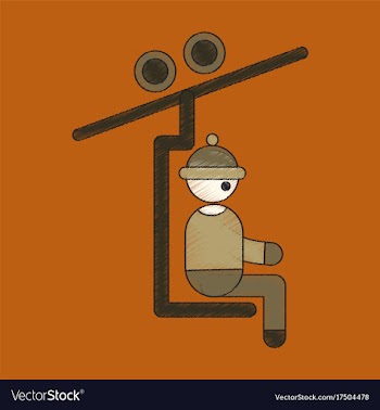 Flat shading style icon man on ski lift vector image