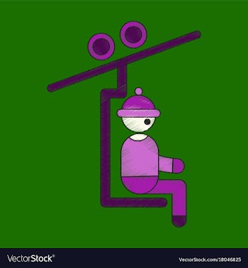 Flat shading style icon man on ski lift vector image