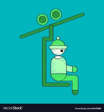 Flat shading style icon man on ski lift vector image