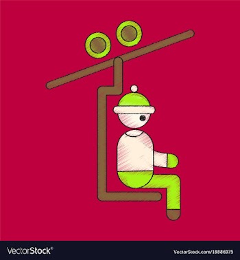 Flat shading style icon man on ski lift vector image