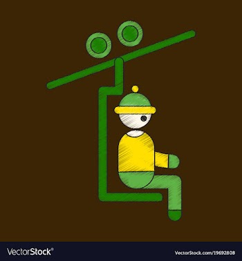 Flat shading style icon man on ski lift vector image