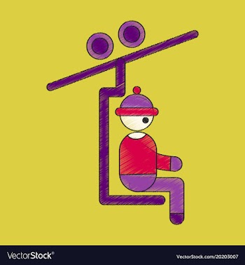 Flat shading style icon man on ski lift vector image