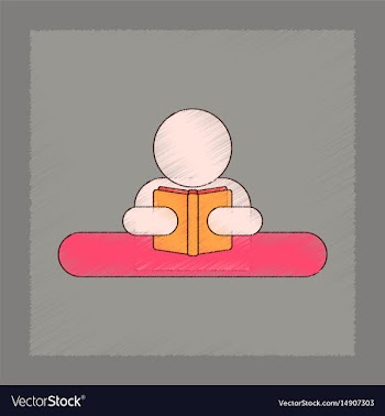 Flat shading style icon man reading book vector image