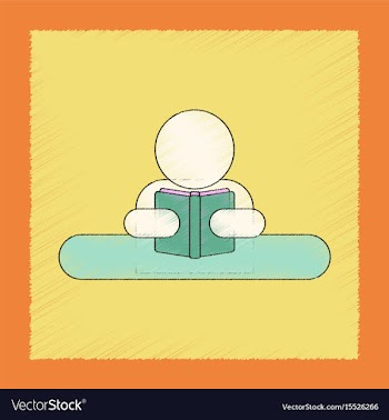 Flat shading style icon man reading book vector image