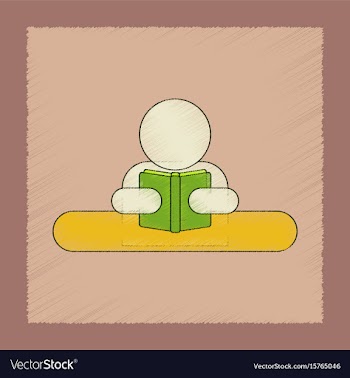 Flat shading style icon man reading book vector image