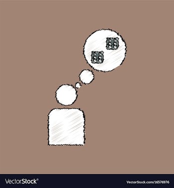 Flat shading style icon man silhouette think dice vector image