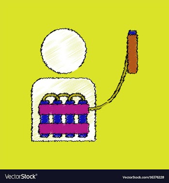 Flat shading style icon man with bomb vector image