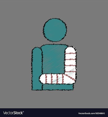 Flat shading style icon man with broken arm vector image