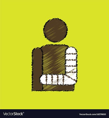 Flat shading style icon man with broken arm vector image