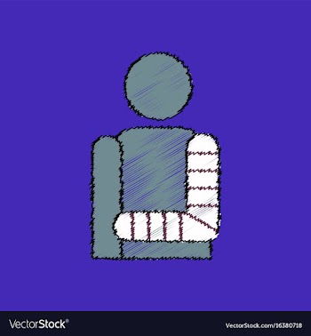 Flat shading style icon man with broken arm vector image