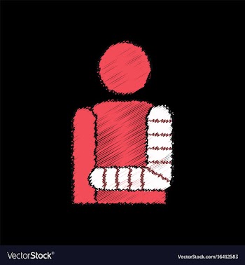 Flat shading style icon man with broken arm vector image