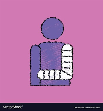 Flat shading style icon man with broken arm vector image