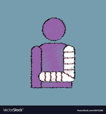Flat shading style icon man with broken arm vector image