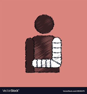 Flat shading style icon man with broken arm vector image