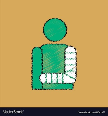 Flat shading style icon man with broken arm vector image