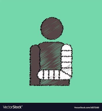 Flat shading style icon man with broken arm vector image