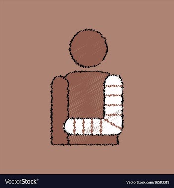 Flat shading style icon man with broken arm vector image
