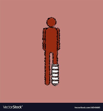 Flat shading style icon man with broken leg vector image