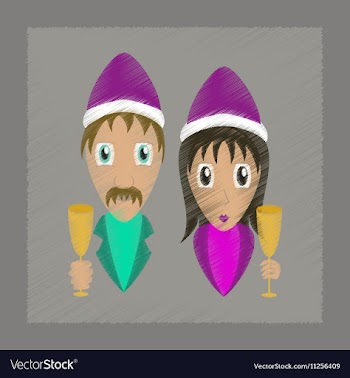 Flat shading style icon man woman wine glasses vector image