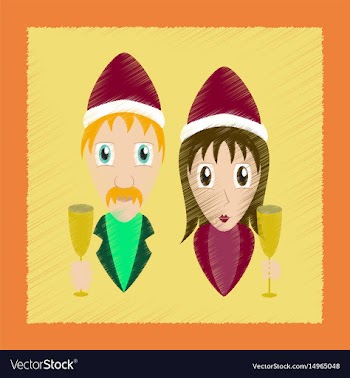 Flat shading style icon man woman wine glasses vector image