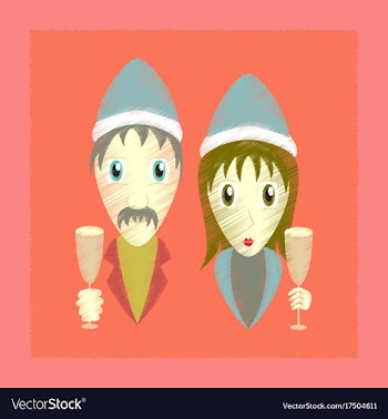 Flat shading style icon man woman wine glasses vector image