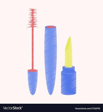 Flat shading style icon mascara and lipstick vector image