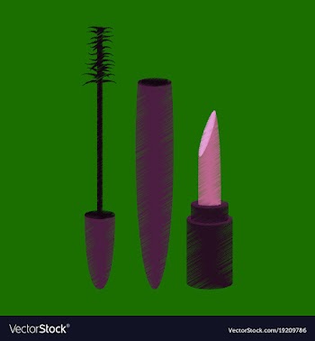 Flat shading style icon mascara and lipstick vector image