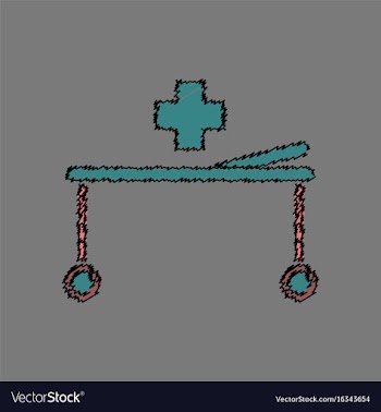 Flat shading style icon medical stretcher with vector image