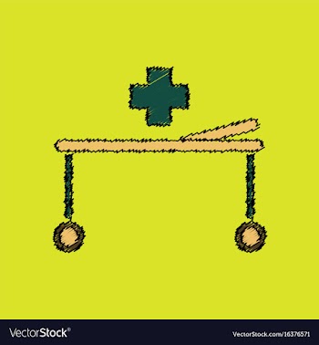 Flat shading style icon medical stretcher with vector image