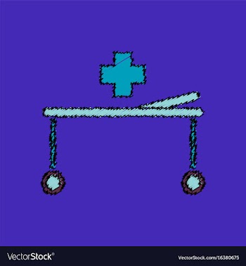 Flat shading style icon medical stretcher with vector image