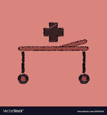 Flat shading style icon medical stretcher with vector image