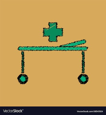 Flat shading style icon medical stretcher with vector image