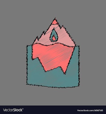 Flat shading style icon melted ice berg vector image