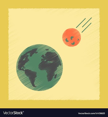 Flat shading style icon meteorite earth vector image