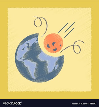 Flat shading style icon meteorite earth vector image