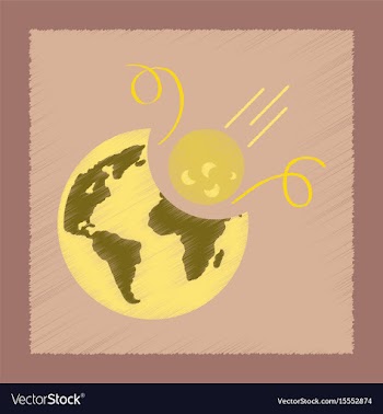 Flat shading style icon meteorite earth vector image