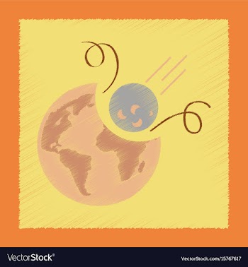 Flat shading style icon meteorite earth vector image