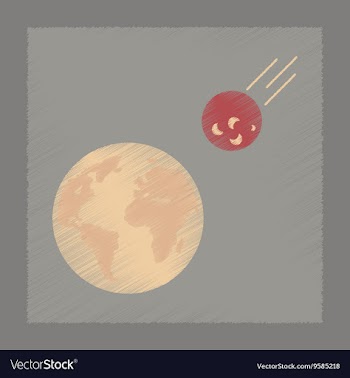Flat shading style icon meteorite earth vector image