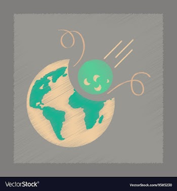 Flat shading style icon meteorite earth vector image