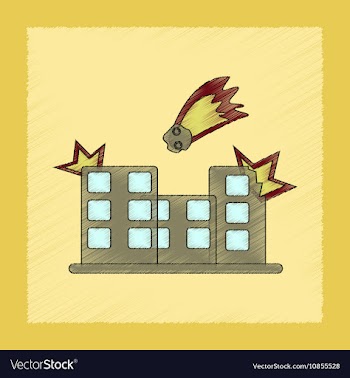 Flat shading style icon meteorite falling on house vector image