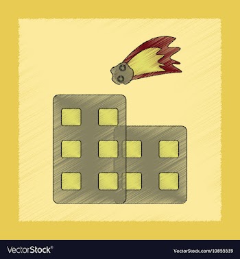 Flat shading style icon meteorite falling on house vector image