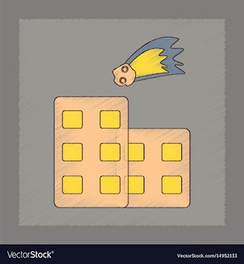 Flat shading style icon meteorite falling on house vector image