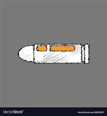 Flat shading style icon military bullet silhouette vector image