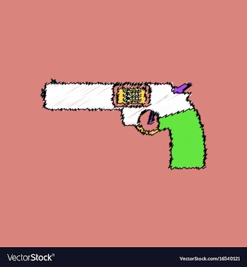 Flat shading style icon military handgun revolver vector image