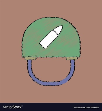 Flat shading style icon military helmet with vector image