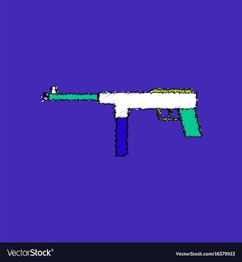 Flat shading style icon military machine gun vector image